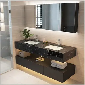 Nhà Máy Trực Tiếp Phòng Tắm Vanities Luxury Vanities Đối Với Khách Sạn, Marble Countertop Tủ Phòng Tắm