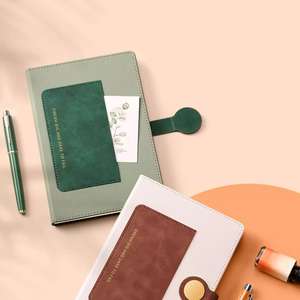 Carnet de notes A5 en cuir PU avec blocs de couleur exquis, fermeture <span class=keywords><strong>magnétique</strong></span>, agenda, logo personnalisé, couverture rigide, poche pour cartes - Product Image 5