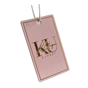 Etiqueta colgante de papel para ropa de lujo con logotipo de marca personalizado con Pin de cuerda, etiqueta colgante UV mate en relieve de cartón impreso para ropa - Product Image 3