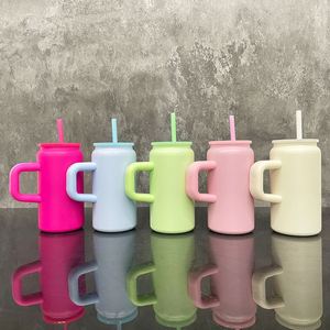 Vaso Mason de Acero Inoxidable para Sublimación de 16 oz con Asa, Taza Tumbler Macaron Mate de 16 oz para Transferencia DTF UV, Envío desde Almacén de EE. UU. - Product Image 1