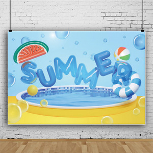 Schwimmbad-Party-Hintergrund Sommer Fotostudio Banner Fotobrain für Kinder Geburtstagsfeier-Dekorationen - Product Image 6