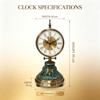 Horloge de table décorative rétro classique, mouvement à quartz silencieux, base en marbre, horloge de bureau pour la décoration de la maison, de la chambre à coucher et du bureau