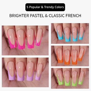 Set di 150 <span class=keywords><strong>Unghie</strong></span> Finte Stile Francese, <span class=keywords><strong>Lunghe</strong></span> e Quadrate, in Cinque Colori, Applicazione Facile - Product Image 5