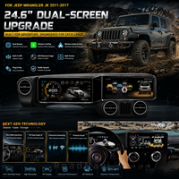 Navigation automobile Android à double écran RoadNavi 24,6 pouces pour Jeep Wrangler JK 2011-2017 Lecteur multimédia Tableau de bord CarPlay sans fil GPS