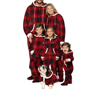 Hochwertige Weihnachts elemente Bedruckter Pyjama Lässiger, lang ärmel iger, weicher Nachtwäsche-Familienpyjama-Stram pler