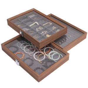 Sang trọng Óc Chó gỗ lưu trữ đồ trang sức container Vòng Mặt dây chuyền Bangle trang sức hiển thị trường hợp cho triển lãm thương mại - Product Image 1