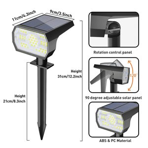 Lampes de jardin LED solaires, étanches, noires, pour le camping et l'éclairage de la cour - Product Image 2