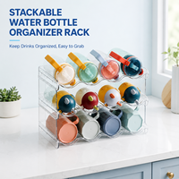 Support de rangement empilable transparent pour bouteilles d'eau et canettes de boisson pour cuisine, réfrigérateur et armoire