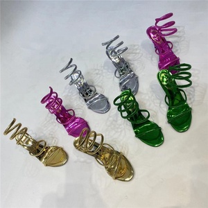 Multi-colors Ankle <b>Wrap</b> Cross Straps Women's Show Stage Stiletto High Heels Sexy Patent Sandals Round Open Toe Shoes - Product Image 6