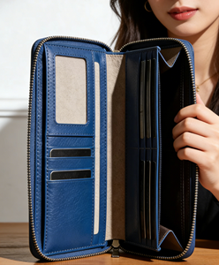 Sac bandoulière pour téléphone en cuir PU bleu roi, nouvelle collection 2025, vente en gros - Portefeuille imperméable avec longue fermeture éclair pour espèces et cartes - Product Image 6