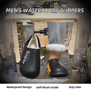 Chaussons décontractés classiques pour hommes, imprimés, imperméables, avec semelle épaisse, semelle extérieure antidérapante en EVA, doublure en peluche, bout pour l'hiver, usage intérieur - Product Image 2