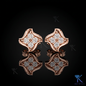 ต่างหูเพชรเลี้ยงในห้องปฏิบัติการทรงดาวเรขาคณิตแบบหยัก 14K/18K ทองคำแท้ ประดับเพชร 4 เม็ด จัดเป็นกลุ่ม เครื่องประดับผู้หญิงชั้นดี สำหรับงานแต่งงานและวันครบรอบ - Product Image 4