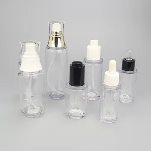 Garrafa de hidratação facial petg, garrafa transparente de 30ml, 40ml, 90ml, botão redondo, para óleo essencial