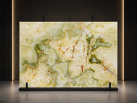 Dalle d'onyx vert afghan pour panneau mural rétroéclairé, crédence de salle de bain, comptoir de réception, plateau de table basse et découpe sur mesure