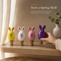Figurine de lapin de Pâques peinte en 4 couleurs, décoration de table de printemps, vente en gros, OEM, ensemble de marques privées