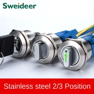 22Mm Metalen Roterende Keuzeschakelaar 2 3 Positie Aan Uit Led Roestvrijstalen Drukknopschakelaar 1no1nc Met Accessoires - Product Image 2