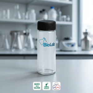 Tubos de Cultivo con Fondo Plano de 33 ml, Vidrio Boro 3.3, Tapa de Rosca, Viales Transparentes para Muestras, Botellas de Reactivos de Laboratorio para Materia Prima Cosmética - Product Image 3