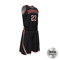 Conjunto de Uniforme de Baloncesto Negro Transpirable Estampado 100% Poliéster de Secado Rápido con Cuello en V para Hombre, Kit de Baloncesto Profesional Personalizado Resistente a Desgarros