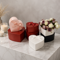 Boîte cadeau de haute qualité avec nœud, boîte à fleurs en papier perlé en forme de cœur, lot de 3 pièces, boîte d'emballage cadeau personnalisée