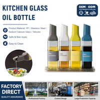 Bouteille d'huile en verre 500 ml carrée avec logo personnalisé, à bec verseur automatique activé par la gravité, anti-fuite, gadget de cuisine, vente chaude