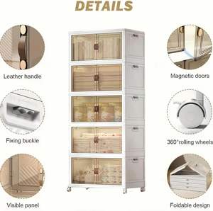 Best Selling Products Foldable <b>Storage</b> Cabinet <b>Collapsible</b> Wardrobes Children's Toys Organizer Plastic Stackable <b>Box</b> - Product Image 4