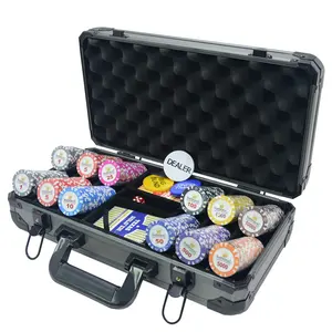 High Quality 300pcs/set Casino Clay Chips Texas Hold'em Custom Gambling Coins with Thickening Suitcase Poker Chip Sets Supplier