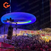 Décoration suspendue géante en forme de beignet gonflable pour festival de musique, forme personnalisée, éclairage LED, anneau circulaire gonflable, décoration extérieure