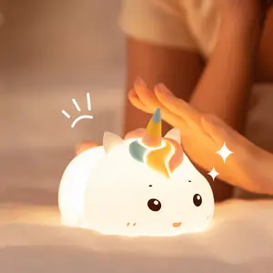 Creative Dual Usage Unicorn Night light Portable Camping Lamp Colorful Rechargeable Baby Sleeping Night Light for Kids