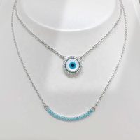 Collier personnalisé en argent 925 avec pierre turquoise bleue, trèfle infini en or 18 carats, gravé, de luxe, pour mariée, superposable, idéal pour les fêtes