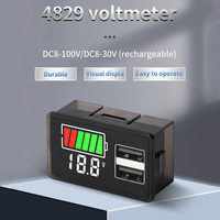 Tipe C USB DC8-100V 4829 Voltmeter Baterai Mobil Indikator Tingkat Pengisian Daya Meter Kapasitas Baterai Lithium Tampilan Uji LED Tester