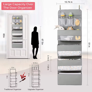 Organisateur de rangement mural personnalisé avec 4 grandes poches et 3 petites poches en filet Sac de rangement pliable au-dessus de la porte avec crochet - Product Image 2