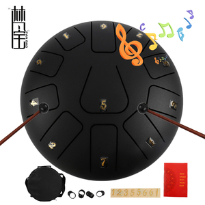 Chất Lượng Cao 8 Inch 11-Tone Matte Tay Màu Đen Pan Trống Thiết Lập Biểu Tượng Tùy Chỉnh Thép Lưỡi Trống Làm Của Kim Loại - Product Image 1