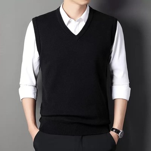 Custom Logo Oem <strong>Men</strong> Knit Top <strong>Men's</strong> <strong>V</strong> <strong>Neck</strong> Winter Knitwear Casual Slim Fit <strong>Jumper</strong> Pullover Solid <strong>Sleeveless</strong> Knitted Sweater Vest - Product Image 3
