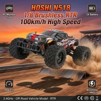Voiture RC HOSHI N518 100 km/h Brushless 1/8ème Échelle RTR Haute Vitesse 4x4 Monster Truck 2 Batteries Version Métal