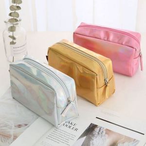 Vente en gros de trousses de maquillage en cuir PU laser pour femmes, grande capacité, sac cosmétique holographique, maquillage - Product Image 5