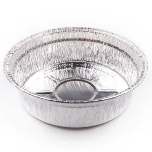 Recyclable 9 Inch Aluminum Baking Pans 2000ml Disposable Roasting Deep Round Aluminum Foil Food Container With Lid