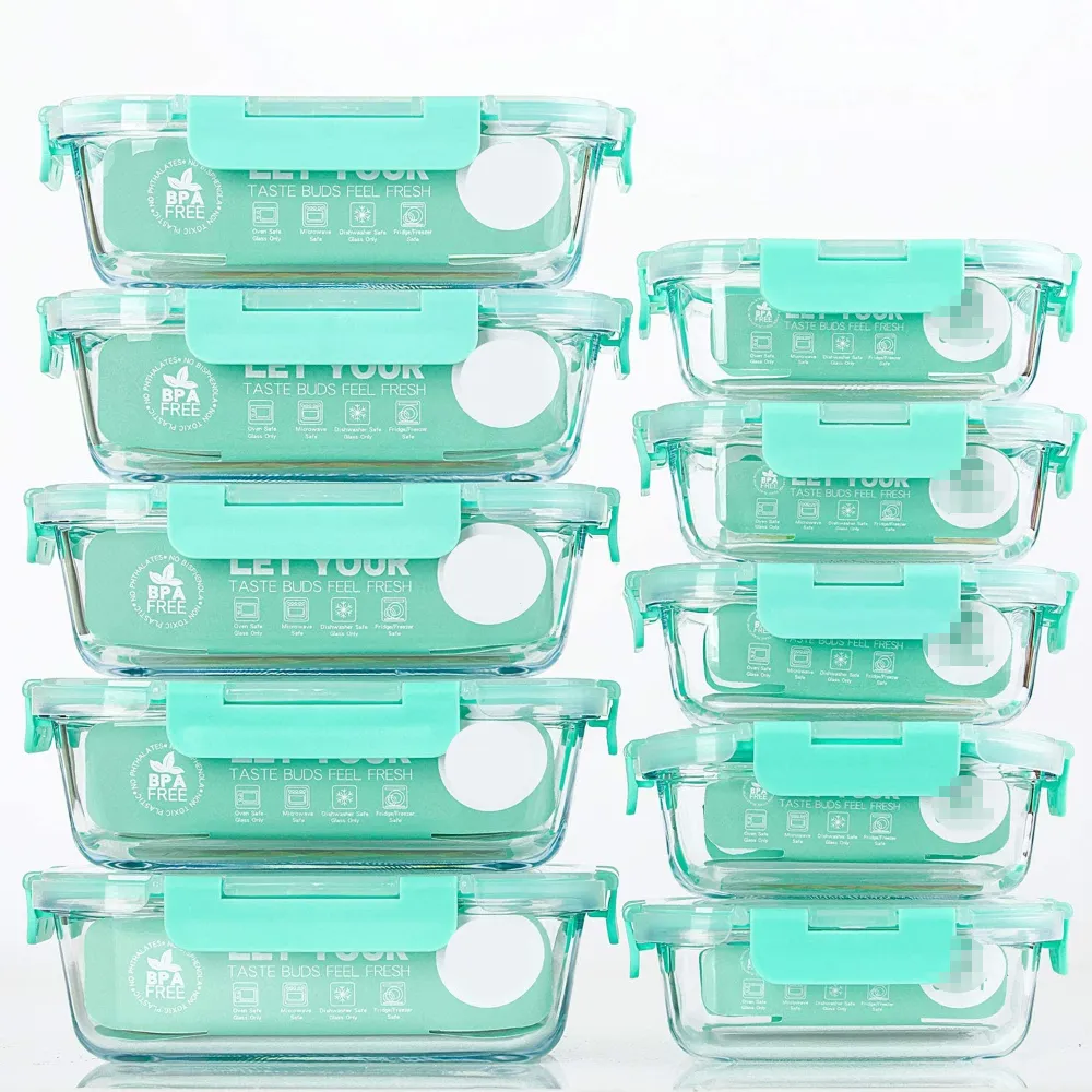 [10-Pack] Glass Food Storage Containers with Lids Airtight BPA Free Meal Prep Containers for Kitchen Home Use