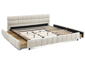 Cama Ajustable Moderna King Size Tapizada en Tela Chenille con Cabecera Cómoda y Estructura de Madera Sólida Ecológica - Product Image 5
