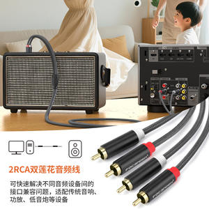 Cable de audio trenzado Focanden 2 a 2 RCA con revestimiento de nailon, macho a macho, para conexión de audio y video - Product Image 2