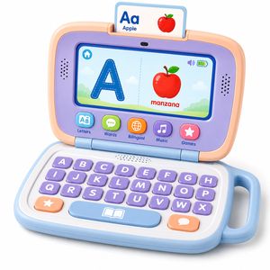 Ordinateur portable éducatif pour enfants avec logo personnalisé, jeux <span class=keywords><strong>de</strong></span> <span class=keywords><strong>quiz</strong></span> ABC, orthographe, mathématiques et <span class=keywords><strong>musique</strong></span>, jouet durable en ABS avec poignée, prix d'usine - Product Image 1
