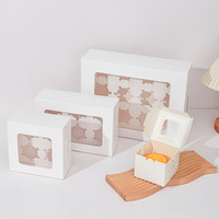 Boîte à tartelettes personnalisable, imprimée, recyclable, carrée/rectangulaire, en carton blanc pliable avec fenêtre, pour 2/4/6 tartelettes