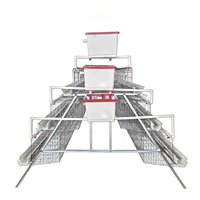 Cages à poules pondeuses de type A galvanisées à chaud, 4 niveaux, 4 portes, cages à poules pondeuses en batterie avec système d'abreuvement automatique