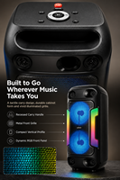 HANSUO HS-TD04A8 Enceinte portable double 4 pouces pour fêtes avec batterie 1800 mAh, lumières RGB, USB, radio FM, enregistrement et télécommande