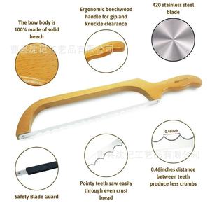 Tinteco Wooden <b>Bread</b> <b>Knife</b> 12 In Stainless Steel Blade Serrated For Baking Baguette Cake Cutting - Product Image 4