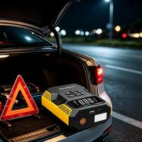 Démarreur de voiture multifonctionnel tout-en-un avec gonfleur de pneus intelligent, lumière SOS, batterie externe 8000 mAh, 12 V