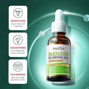 Sérum de soin de la peau SADOER Extrait d'<span class=keywords><strong>acide</strong></span> <span class=keywords><strong>salicylique</strong></span> de rose Traitement original de l'acné Éliminateur de points noirs Sérum de soin de la peau ordinaire - Product Image 2