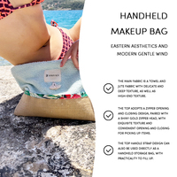 Pochette cosmétique personnalisée en tissu éponge écologique avec fermeture éclair, sac de rangement portable pour la plage d'été