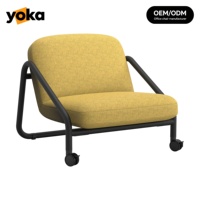 Fauteuil de loisirs en structure acier mobile avec coussin moelleux, fauteuil roulant pour salon et espaces publics