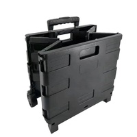 Chariot de courses pliable léger en plastique avec poignée télescopique, chariot de rangement portable et pliable