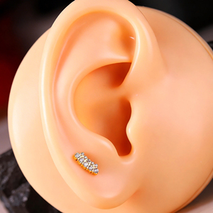 Pendientes de circonita de <span class=keywords><strong>doble</strong></span> fila hipoalergénicos al por mayor para mujer, aretes de titanio chapados en oro de moda para bodas y festividades, <span class=keywords><strong>piercing</strong></span> de <span class=keywords><strong>nariz</strong></span>. - Product Image 3